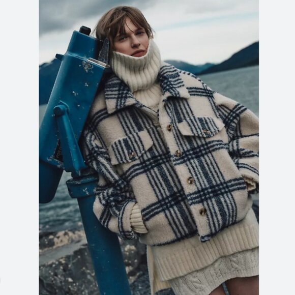 Brand New by Anthropologie Pilcro Plaid Sherpa Shacket - Picture 13 of 13